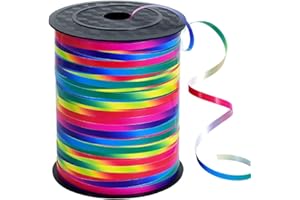RIBBOOO 1/5 Zoll 500 Yards Regenbogen Curling Band, glänzende dunkle mehrfarbige Band für Handwerk, Ballon Schnur, Geschenkverpackung, Halloween Weihnachtsfeier Dekor