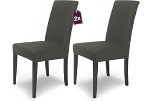 ‎SH SCHEFFLER-HOME LIVE HOMESTYLE SCHEFFLER-Home Stuhlhussen Stretch Mia/Stretch Stuhlhussen Grau 2er Set/Microfaser Stuhl Bezug waschbar als Stuhlabdeckung & Husse Stuhl Überzieher/Stuhlhussen Schwingstühle