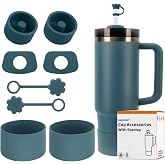 SALUOKE Juego de 8 Accesorios para Stanley Cup,Contiene 2 Tapas para Pajitas,4 Tapones de Silicona a Prueba de Fugas,2 Botas