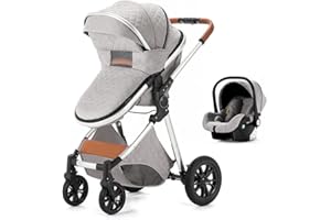 SHUKBETA 3 in 1 Kinderwagen Faltbarer Kinderwagen Kombikinderwagen 2 in 1 Dreirad Kinderwagen Hochsichtwagen Kinderwagen Kinderwagen Kinderwagen für Babys von 0 bis 36 Monaten