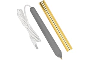 PENRUX Stylos à Feuille Chauffante, Stylo D'estampage à Chaud alimenté par USB avec 4 Pointes en Métal et 1 Rouleau D'aluminium activé par la Chaleur Mini Kits de Démarrage Portables