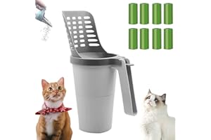 FUXHBFB Cat Litter Scoop with Large Capacity Cat Litter Box, Detachable Deep Cat Litter Shovel with 120 Count Refill Bags Large Capacity Portable Litter Shovel