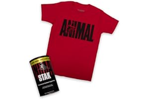‎ANIMAL Universal Nutrition ANIMAL Stak, Hormon-Booster mit Tribulus Terrestris, Maca & Aminosäuren für Muskelaufbau, unterstützt Gewichtszunahme beim Kraftsport, 21 Portionen + XL T-Shirt gratis