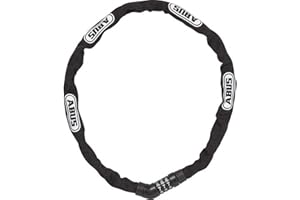 Abus Candado de Bicicleta Negro 4804c, Cerradura con Combinación, Cadena de Acero Aleado de 4 mm
