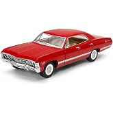 Kinsmart 1:43 1967 Chevrolet Impala &Ccedil;ek Bırak Metal Model Araba, A&ccedil;ılabilir Kapılı Klasik Ara&ccedil; KT5418D, KIRMIZI