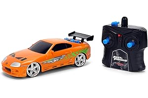 Jada Toys - Fast & Furious, Toyota Supra RC 1995 in scala 1:24, radiocomando 2,4 GHz a 2 canali, funzione Turbo ed effetto vapore – Auto telecomandata ufficiale Fast & Furious