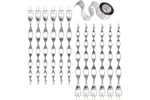 MQIAN 12 Piezas Espiral de Viento Plateado Reflectante para Control de Aves, 50M Cinta Reflectante de Doble Cara Repelente de Pájaros, para Evitar Que Las Aves Protejan Flores y Jardines