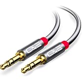 C&E CNE47036 1.5 FT(0.4 M) 3.5mm Aux Male to Male Extension Stereo Audio Cable Grey (1.5 Feet/0.4 Meters) Compatible for iPhone, iPad or Smartphones, 