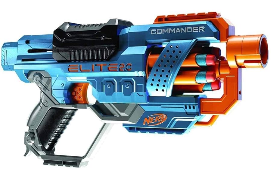 Nerf Elite 2.0 Commander RD-6 Blaster Toy for 8+ Year Old Kids, Dart Launcher with 12 Nerf Elite Foam Darts and a 6-Dart Rotating Drum