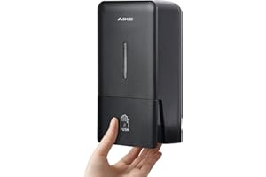 AIKE AK1006 Dispenser Sapone Bagno Muro, 800 ml Manuale in Plastica, Liquido per Mani Commerciale, Nero Opaco