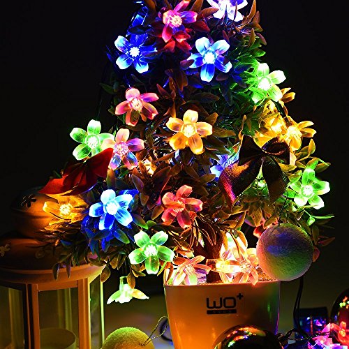 Salcar 5 Meter Solar LED Lichterkette 20 bunten Kirschblüten Deko Beleuchtung für Weihnachten, Party, Festen, 2 Leuchtmodi (RGB) - 3