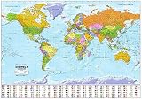 Image de Politische Weltkarte 1 : 30 000 000 mit Flaggen: Deutsche Beschriftung, mit Oberflächenlaminat