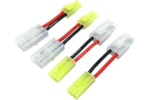 FLY RC 2 paia di adattatori RC compatibili con spina grande Tamiya a Mini Tamiya Plug Adapter 16AWG 5CM Femmina Maschio Cavo Filo per Airsoft