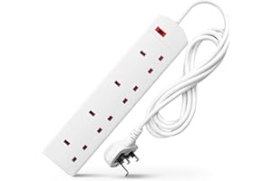 DESIRETECH White Electric Extension Lead - 4 Gang, 2 Metre Cable with UK Plug & 3 Pin Socket - Wall Mountable & Multi Socket Mains Strip for Home, Bedroom, Kitchen, & Office (1 Pack)