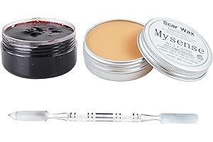 Mysense Nose and Scar Wax(1.4 Oz) SFX Zombie Make Up Fake Blood Molding Wound Skin Wax,Body Paint Halloween Set Stage Makeup with Spatula,Make Specail Effects For Halloween Festival