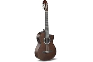 GEWA Guitare classique électro-acoustique Basic - Classic Electro - 4/4 - caisse tilleul - pickup 4-bandes EQ avec accordeur - coupe - couleur noyer