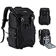 K&F Concept Anti Collision 22L Camera Backpack | Lightweight Camera Bag for Photographers | Adjustable Dividers | Holds 4 Lenses, Camera, Tripod &15.6" Laptop | Waterproof & Rain Cover | Black
