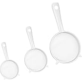 Andibro Set of 3 Plastic Mesh Strainers, Fine Sieve with Handle for Kefir, Tea, Coffee, Nut Milk, Flour Sifter, Dishwasher Sa