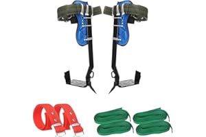 GDWD Tree Climbing Gear,Thickened Black Steel Plate Tree Climbing Equipment, Pole Climbing Spikes Adjustable Climbing Tree Shoes Non-Slip Pedal for Hunting Observation, Picking Fruit.