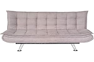 BRIGROS WeHome - Divano letto tre posti in microfibra, dimensioni 196 * 80 * 90, 4 piedi cromati di 20cm, altezza seduta 41cm (Grigio)