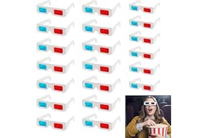 BANSUSU 20-Pack Cardboard 3D Glasses for TV, Red/Blue Anaglyph Lenses, Lightweight & Portable Design, Ideal for Movies, TV, Magazines, Comic Books, Videos, and More