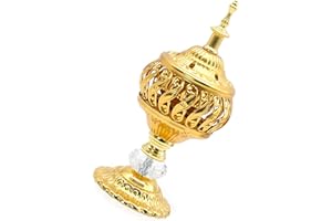 YHSKJCD Metal Incense Burner, Iron Art Incense Holder with Lid Golden Iron Incense Holder Tabletop Ornament Frankincense Resin Burner Censer Housewarming Gift for Yoga, Spa & Aromatherapy