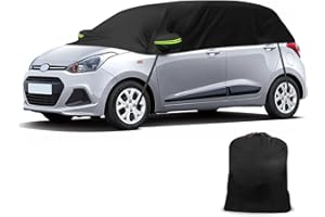 TIVEKEO Halbe Autoabdeckung Ersatz für Hyundai i10 2013-2025, Softtop-Dachschutz-Autoabdeckung Wasserdicht, Halbe Garage mit Riemen, UV-beständig für jedes Wetter, Regen-Sonnen-Staubschutz