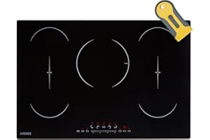 Arebos Induktionskochfeld mit Booster-Funktion | 9800 W | 5 Kochfelder 2 Flexzonen | 77 cm | Autark Schnellaufheizung | mit Sensor Touch, Timer, Kindersicherung, Überhitzungsschutz, Autoabschaltung