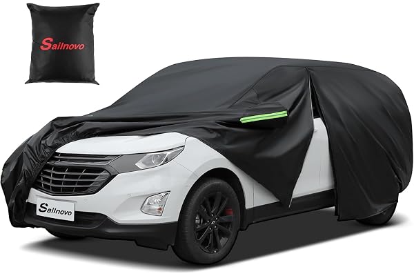 Sailnovo Housse de Voiture SUV imperméable Toutes Saisons,7 Couches Robuste pour Voiture, extérieur, Neige, Soleil, Protection UV avec Fermeture éclair,Ajustement Universel pour SUVJusqu'à 460 cm