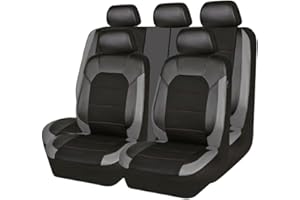 Ulisem Ensemble de 9 Housses de Siège de Voiture pour Dacia Duster 2.Gen 1.Gen HM HS 2010-2015 2016 2017 2018-2025,Housse De SièGe de Protection en Cuir ImperméAble et Respirant Toutes Saisons (Gris)