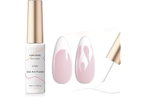 KANORINE Gel Polish Liner - White Nail Art Gel Liner 8ml, French Tip, White Color, Built-In Nail Art Brush, Soak Off