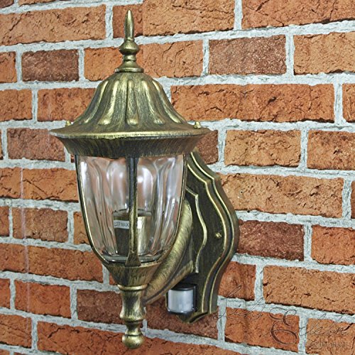 Preisvergleich Produktbild Antik-Goldene Außenwandleuchte mit Bewegungsmelder CX220331-Pir Wandlampe Außenleuchte Sensor