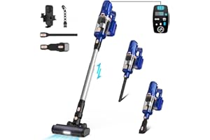 YISORA Aspirapolvere Senza Fili 33000Pa con Touch Screen LCD, Scopa Elettrica Senza Fili Potente 6 in 1, 55 minuti, batteria staccabile, Aspirapolvere portatile per tappeti, peli di animali