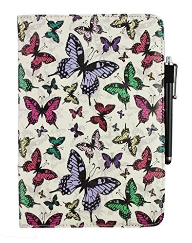 Emartbuy Odys Thor 10 Tablet PC 10.1 Zoll Universal (9 – 10 Zoll) Multi-farbige Schmetterlinge 360 Grad Rotierende Stand Folio Geldbörse Tasche Stand Folio Wallet Case Cover + Schwarz Eingabestift - 2