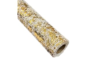 Generico Rotolo Polycotton Rete Spider 50 cm x 5 Yards 4,60 Metri | Effetto Ragnatela Ragno Composizione Fiori Floreale bomboniere (Bianco foglio oro)