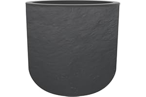 EDA Volcania'Up - Maceta Redonda (40 cm, 32,5 L, decoración de Piedra de imitación, Pared Individual, Zona de retención de Agua, diámetro 38,5 x 36,8 cm), Color Gris Antracita