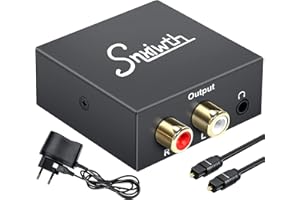 Convertitore Audio da Digitale ad Analogico,Snxiwth SPDIF Ottico Coassiale Toslink a Jack da 3,5 mm e Adattatore RCA L/R, Stereo Design di Riduzione Del Rumore, Supporto per Lettore Blu-ray, Nero