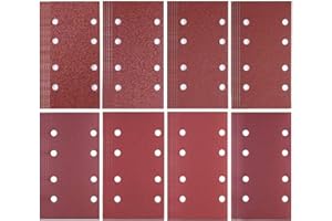 SUGFAY 80 Feuilles Abrasives Papier Ponçage pour Ponceuse,93 x 185 mm Papier Abrasif pour Ponceuse à Souris pour Ponceuses Bosch Multi-Sander,grains 40/60/80/120/180/240/320/400