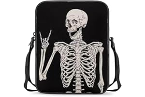 chaqlin Kuriertaschen für Jungen und Mädchen, Mini-Umhängetaschen, Kinder, Schulterhandtaschen, Totenkopf Skelett, Einheitsgröße, Kuriertasche