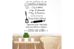DOCLIICK Adesivo da parete in vinile con frase in italiano "RICETTA DI FAMIGLIA" adesivi murali frasi in italiano citazione, decorazione da parete, Wall Stickers, Art Sticker Decal Mural DC-19004