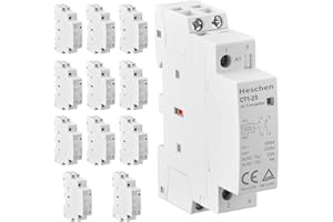 Heschen Contacteur alternatif de ménage, CT1–25, 2 Pole deux normalement ouvert, AC 220V/230V Tension de bobine, 35 mm DIN sur rail (12)