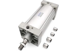 Baomain Cilindro de aire neumático SC 100 x 150 PT1/2; agujero: 4 pulgadas, carrera: 6 pulgadas; varilla de pistón atornillada de doble acción