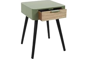 ‎HOME DECO FACTORY HOME DECO FACTORY Stolik nocny Bicolore-48 X 37 X 34,8 Cm-zielony, drewno, wielokolorowy, 48 X 37 X 34,8 cm