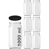 Afracam 1000 ml Clear Glass Jar 1000 cc Canned Glass Jar with Metal Lid 6 Pieces (Transparent, 1000 cc)