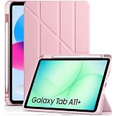 Samsung Galaxy Tab A11 Plus 11 İn&ccedil; İle Uyumlu Kalemlikli, Uyku Modlu, Mıknatıslı, &Uuml;&ccedil;gen Standlı, Darbeye Dayanıklı Kaplama Ak