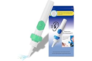 JICICUXI Ear Wax Vacuum Removal Kit,Soft and Comfortable Ear Suction Wax Remover Low Noise Electric Vacuum Ear Cleaner for Adults and Children,Includes 2 Silicone Replacement Heads,Sea Green