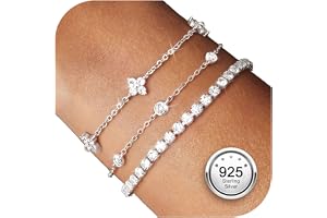 Finrezio 3 stycken armband kvinnor silver 925 tennis armband silver armband set 14 karat förgyllt guld armband kvinnor med zi