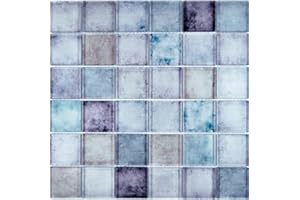 MOSANI Glasmosaik Mosaikfliesen pastell blau violett cream changierend Wand Fliesenspiegel Küche Bad