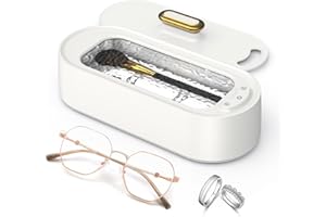 Onherm Ultraschallreinigungsgerät 380ml Brillenreinigungsgerät Mit 2 Modi Tragbar Ultraschallgerät 45000Hz Ultraschallreiniger für Brillen Schmuck Uhren Zahnersatz Münzen