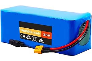 SCUUZT Batteria Ebike 36V 100Ah, Batteria Litio Bici Elettrica 36V 100Ah Impermeabile PVC BMS incorporato per 800W 500W 350W 250W Motore Bicicletta[Classe di efficienza energetica A]